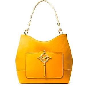 Michael Kors Amy Large Rope Canvas Shopping Travel Tote Bag Sun Yellow